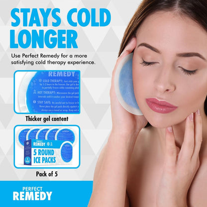 Perfect Remedy Gel Ice Packs for Injuries with Strap Cover, Flexible Hot Cold Compress, Soothing Soft Ice Packs for aid in Injuries Conditions, Alternative to Hot Water Bottles (Blue, Regular)