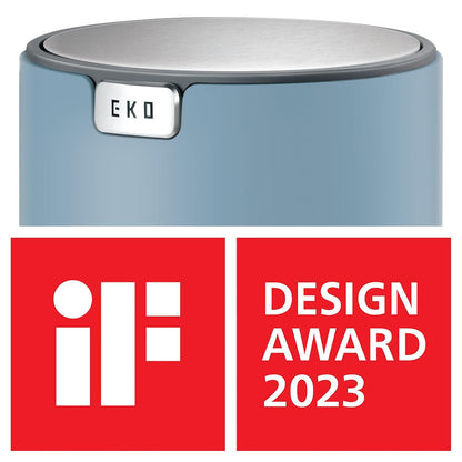 EKO Fandy 0.58 Gal/2.2L Mini Trash Can with Lid, Swing-Top Desktop Trash Can for Bathroom, Countertop, Vanity, Desk or Office, Small Garbage Bin (Blue)