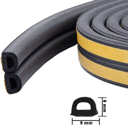Weather Stripping Seal Strip Tape, Doors Windows Frame Self Adhesive D Type Foam Sealing Tape, 32.8Ft Rubber Soundproof Insulation Cell Foam Stripping, White