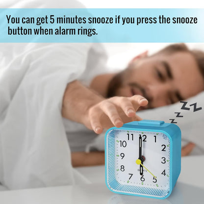 Lamisola Small Analog Travel Alarm Clock, Battery Operated Desk Table Shelf Clock for Kids, Quieter Bedside Alarm Clocks for Bedrooms Bathroom Living Room Kitchen, Black