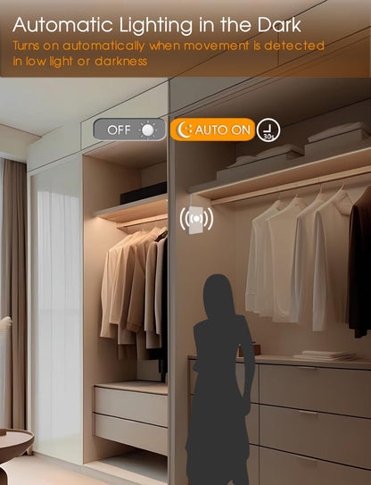 Rechargeable Motion Sensor COB Strip Light, 6000mAh Battery Operated Night Light for Closet Pantry Under Cabinet, 6.56ft, 3000K Warm White