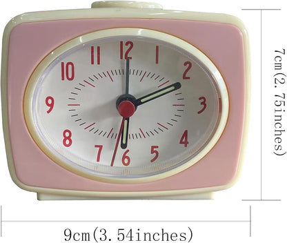 Red Small Alarm Clock Small Silent Quartz Movement Analogue Alarm Clock Vintage Classic Style Battery Powered