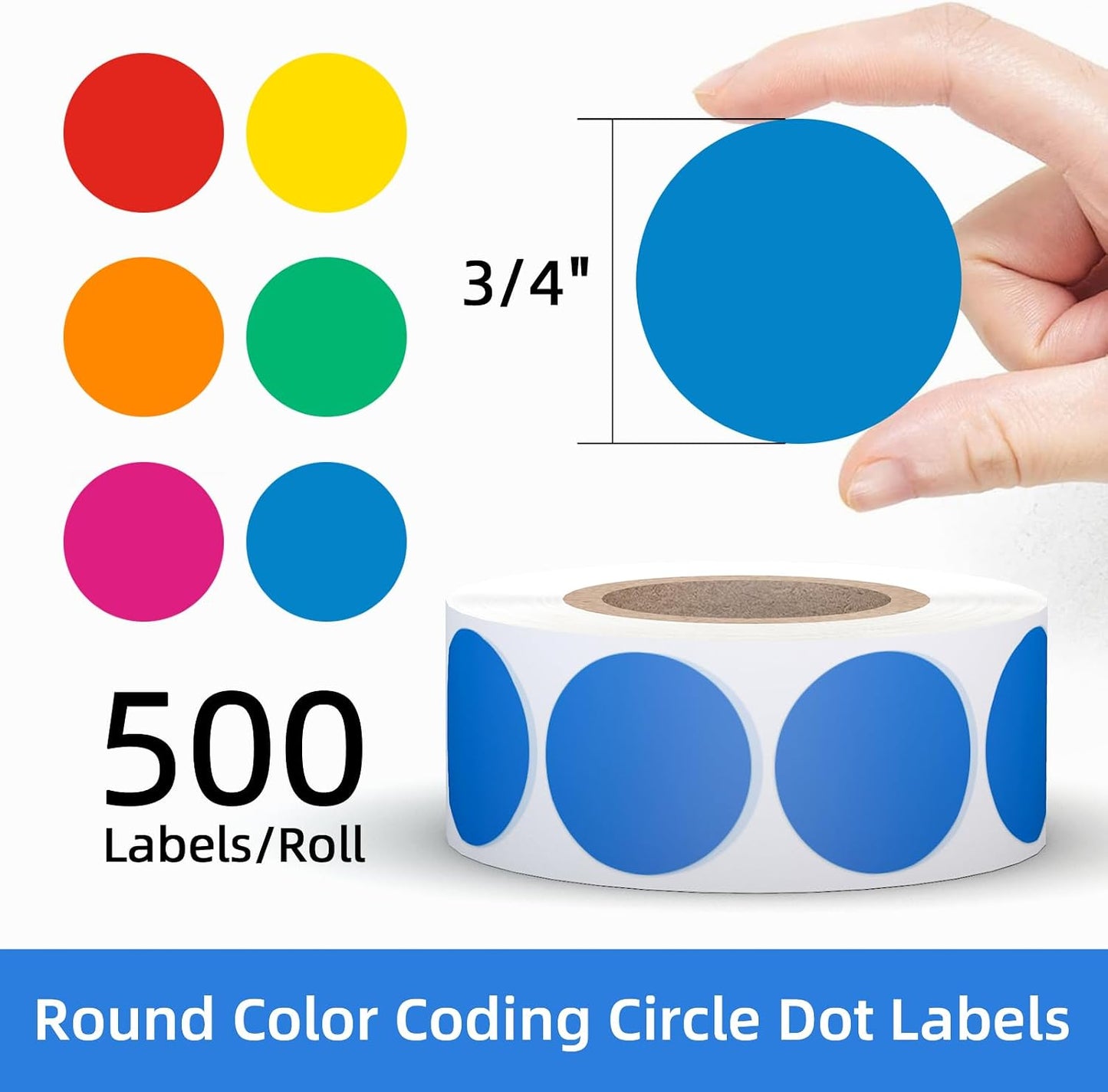 1600 PCS, 3/4" Color Round Dot Stickers, 10 Colors-20 Sheets | Circle Color Coding Blank Labels for Kids/Office/Classroom, Easy Peel, Ideal in Garage/Yard Sale Price self-adhesive Labels