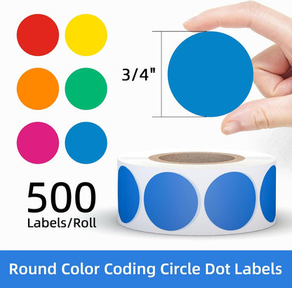 1600 PCS, 3/4" Color Round Dot Stickers, 10 Colors-20 Sheets | Circle Color Coding Blank Labels for Kids/Office/Classroom, Easy Peel, Ideal in Garage/Yard Sale Price self-adhesive Labels