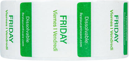 Restaurantware RW Smart 1 Inch x 1 Inch Food Rotation Labels 500 Dissolvable Food Safety Labels - Premium Trilingual Orange Paper Day Of The Week Labels For Food Storage Or Prep Saturday