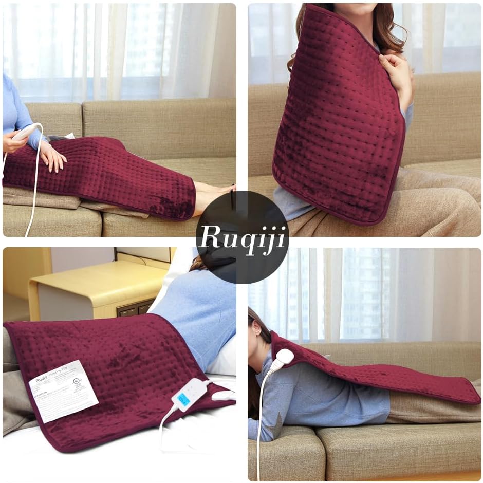 Ruqiji 19" x 24" Weighted Neck&Shoulder Heating Pad, 2.5lbs with 12 Temperature Settings&Countdown Timer,Pain Relief for Neck/Shoulders/Menstrual Pain(Dark Gray)