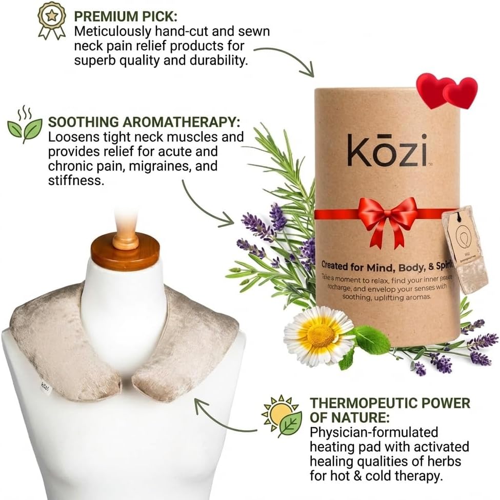 Kozi Weighted Heating Pad for Neck and Shoulders and Back | Microwavable Non Electric Portable Heat Wrap for Pain Relief and Relaxation | Upper Body Heated Comfort Pad,Amethyst