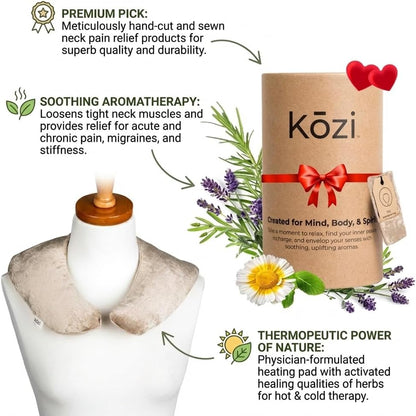 Kozi Weighted Heating Pad for Neck and Shoulders and Back | Microwavable Non Electric Portable Heat Wrap for Pain Relief and Relaxation | Upper Body Heated Comfort Pad,Amethyst