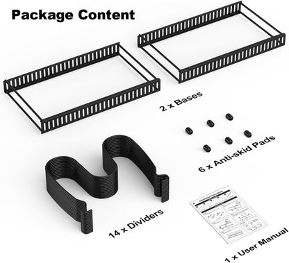 Housolution Pot and Pan Lid Organizer Holder Storage Rack, Black | 12"-23" Expandable, 14 Adjustable Dividers, Sturdy Metal Construction, Easy Assembly