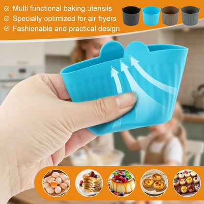 8 Pcs Air Fryer Baking Ramekins, Reusable Silicone Muffin Cups, Non-Stick Egg Bite Mold Baking Cups Air Fryer Accessories for Eggs, Muffins, Cupcakes, Puddings, Tarts, Custards(COLOR:Multi)