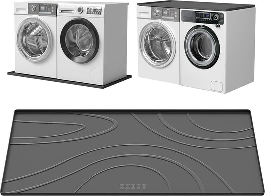 Washing Machine Drain Pan Silicone Mat,53.5x26.8inch Non-Slip Waterproof Washer Tray,Raised Edge Drip Mat for Under Dryer or Washer,Anti-Vibration,Floor Leak Protector for Laundry Room