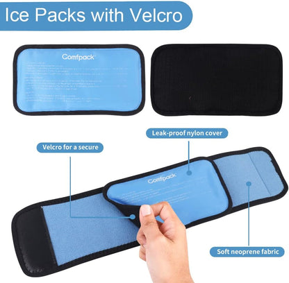 Comfpack Cold Therapy Wrap with 2 Packs for Pain Relief, Reusable Gel Ice Packs for Foot Plantar, Wrist, Ankle, Great for Sprains, Muscle Pain, Bruises, Injuries | Hot and Cold Ice Packs for Foot Plantar, Wrist, Ankle, Great for Sprains, Muscle Pain,