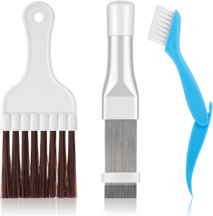 Jeffdad 3 Pcs Air Conditioner Fin Comb Cleaner Kit, Ac Fin Comb Condenser Coil Brush, Radiator Fin Comb Straightener Refrigerator Tools, Evaporator Radiator Repair Clean Tool