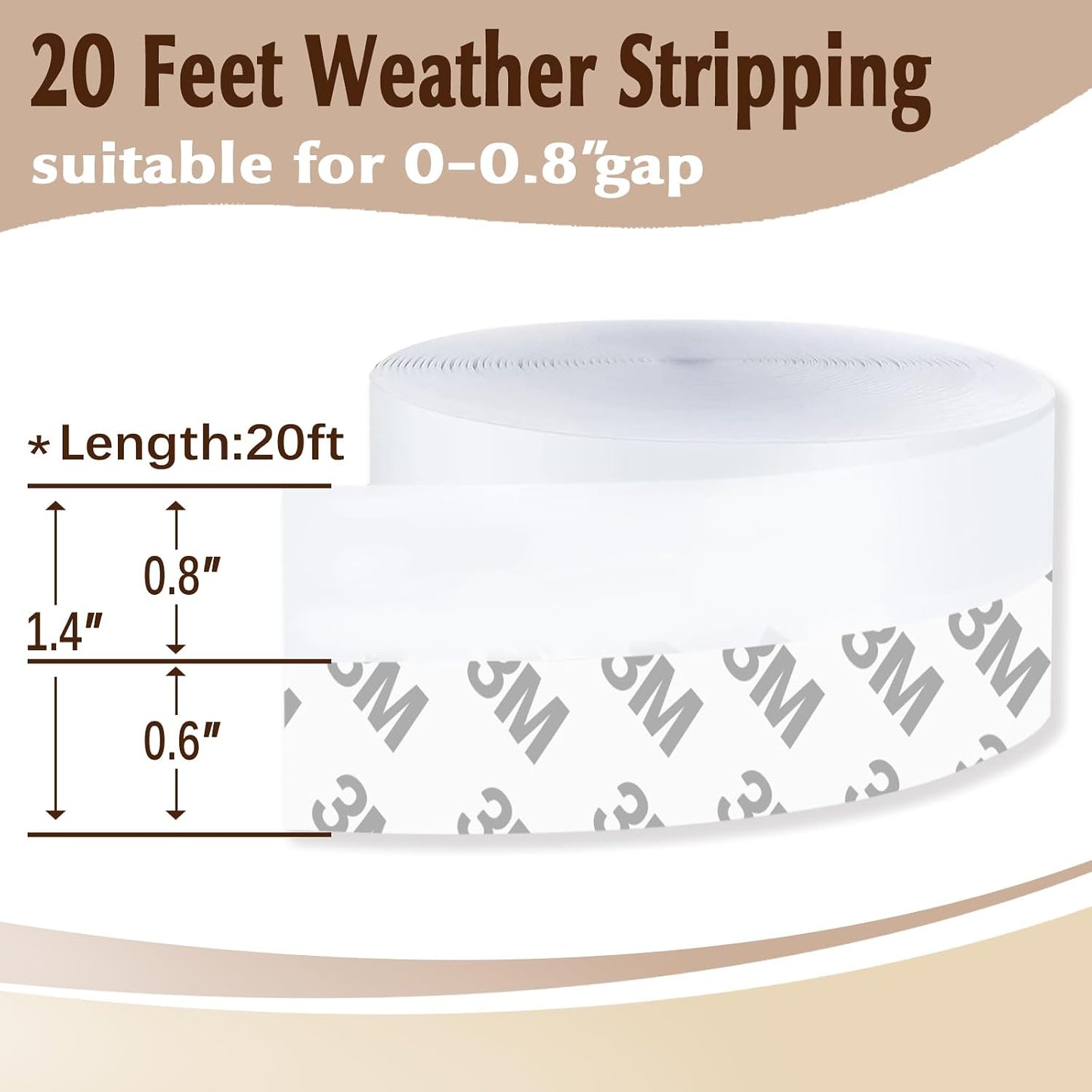 Weather Stripping Door Seal Strip 20 Feet, Silicone Seal Strip | Sealing Tape Draft Stopper for Shower Door Bottom, Self Adhesive Insulation Tape for Frame Window Glass Gap (Transparent