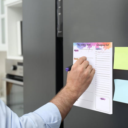 Thboxes 60 Sheets Magnetic Weekly Meal Planner for Fridge, Grocery List Pad | Tear-Off Shopping List, 7x10 In, Flower Design, Full Backing Grip, for Meal Prep, Kitchen, Families, Parents, Home Office
