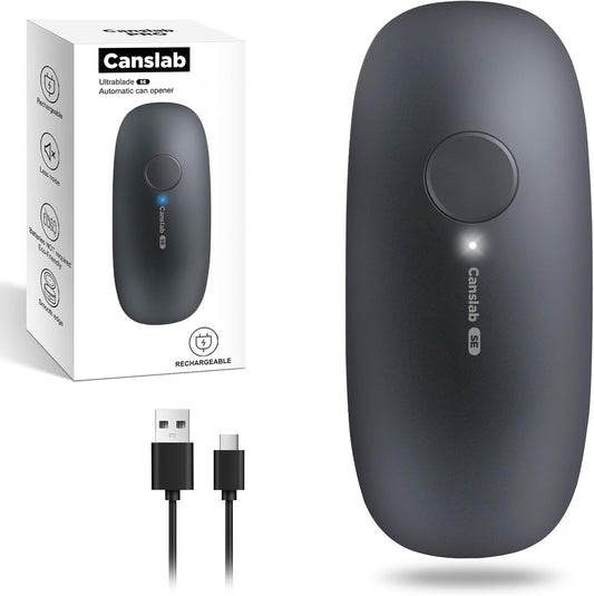 Canslab Ultrablade SE Electric Can Opener, USB-C Rechargeable, Smooth Edge | Cordless Automatic Can Opener for Kitchen for Seniors with Arthritis, Battery Powered Handheld, for Small or Large Cans,Black