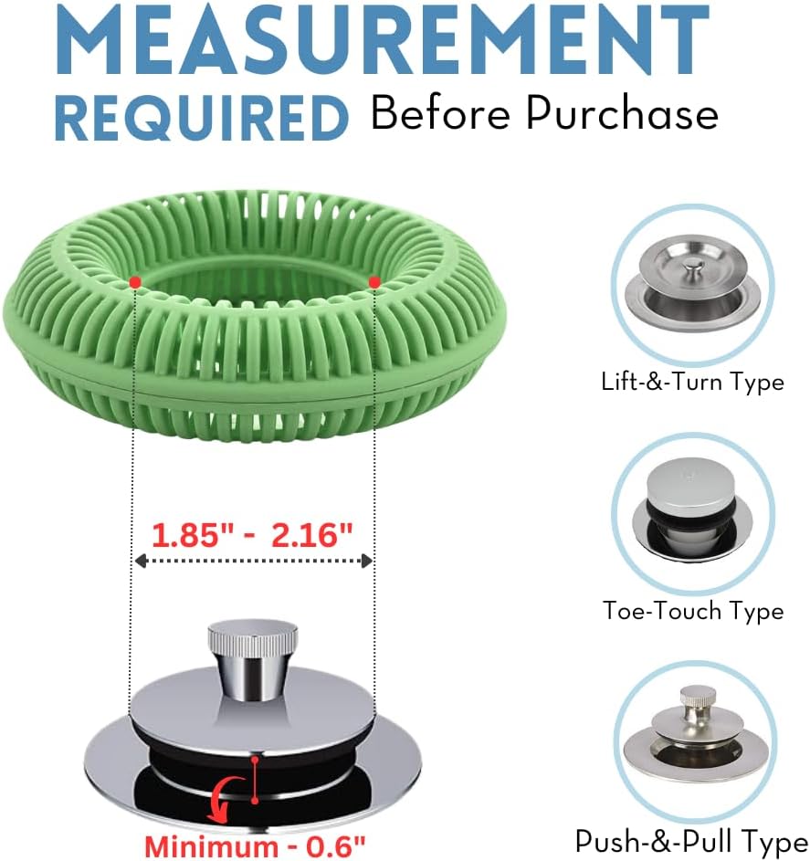 TubRing Pop-Up Drain Protector & Strainer Silicone Hair Catcher, Aqua | Easy snap-in design fits around bathtub stoppers. Customizable utility guard for clog prevention. Fits 1.85"- 2.16" drains.