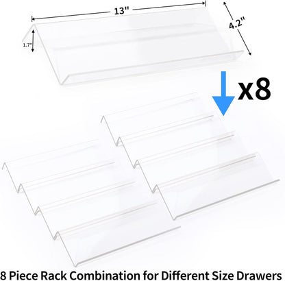 MIUKAA Clear Acrylic Spice Drawer Organizer, 4 Tier Seasoning Jars Drawers Insert, Kitchen Spice Rack Tray for Drawer/Countertop (Jars not included)