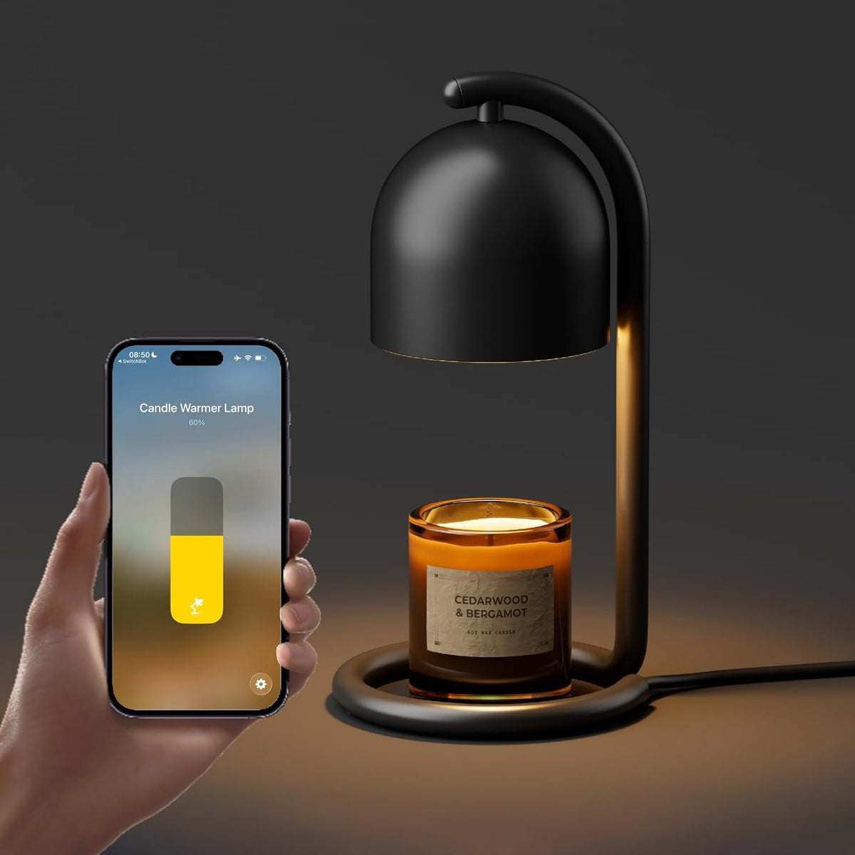SwitchBot Smart Candle Warmer Lamp App & Voice Control, Flameless Wax Melter with Timer, Bulb x2, for Jar Candles, 1%-100% Dimmable, Matter for Apple Home & Alexa, Women Birthday Housewarming Gift