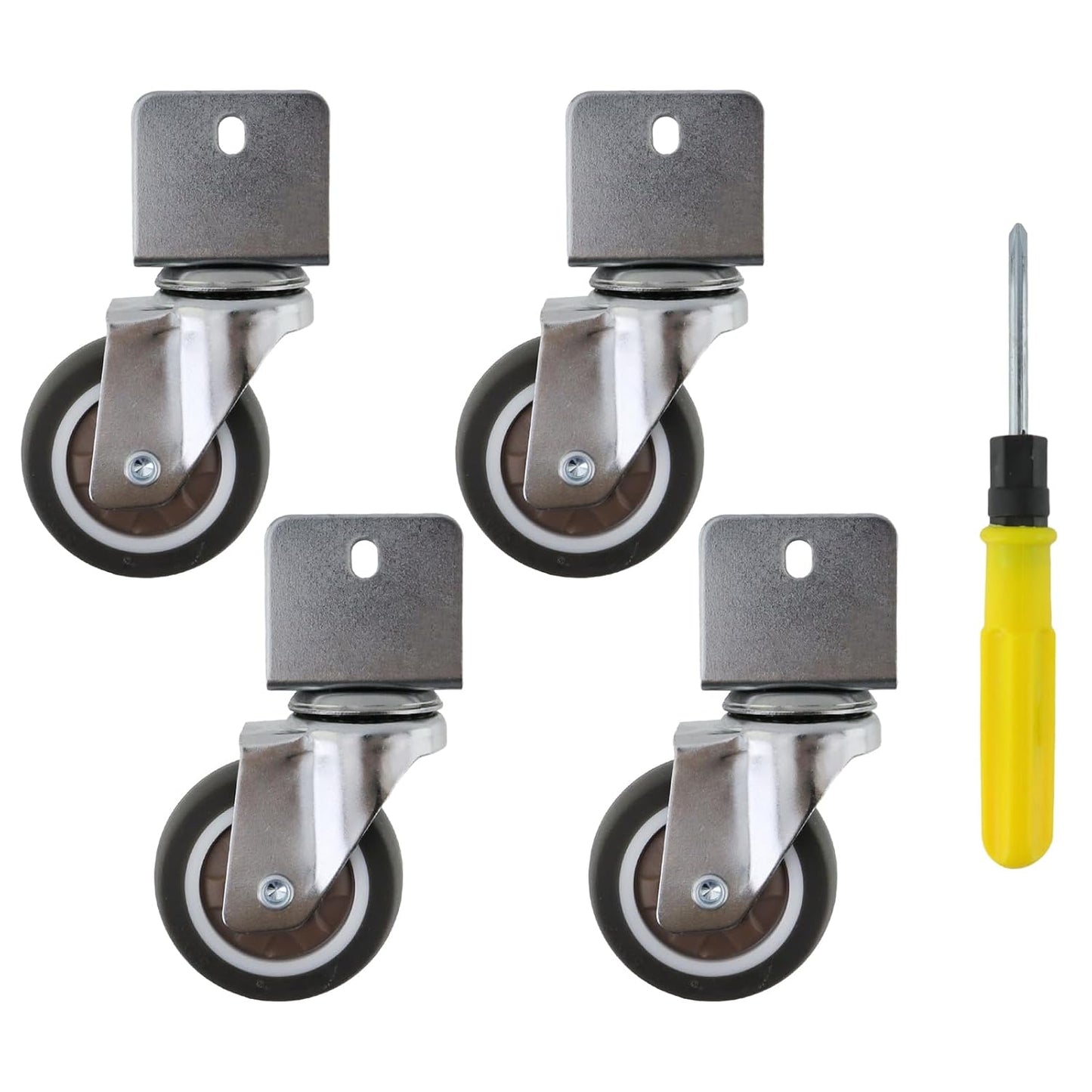 Semetall 4PCS Swivel Caster Wheels Square Cup Furniture Castors (Bronze) | 150kg Load Capacity, with Screws for Piano Feet, Sofa, Table, 1.02 Inch (26mm) Wheels
