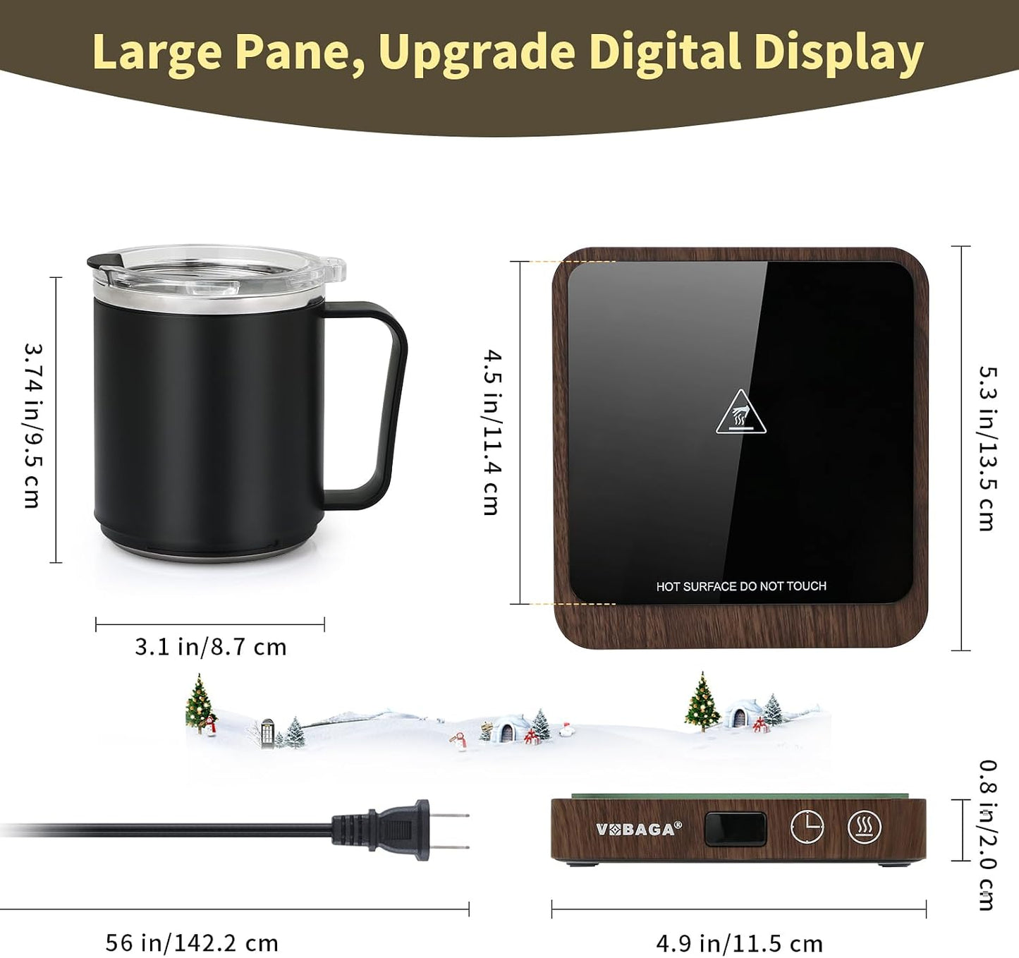 VOBAGA Mug Warmer, Coffee Cup Warmer for Desk with 5 Temp Settings & 2-12H Timer, Smart Candle Warmer & Coffee Warmer with Display for Fastest Heating Coffee, Cocoa, Ideal Coffee Gifts(No Cup)