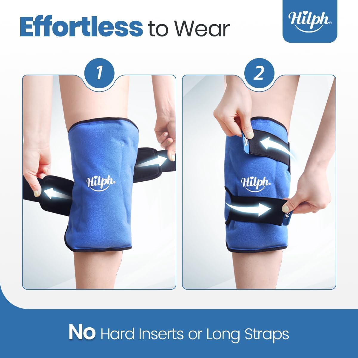 Hilph Ice Pack for Knee Pain Relief, Z-Shaped for Bendable & 360° Coverage | Easy Wear, Adjustable Cold & Compression Therapy Gel Ice Pack Wrap for Knee Replacement Surgery, Swelling, Meniscus Tear, ACL