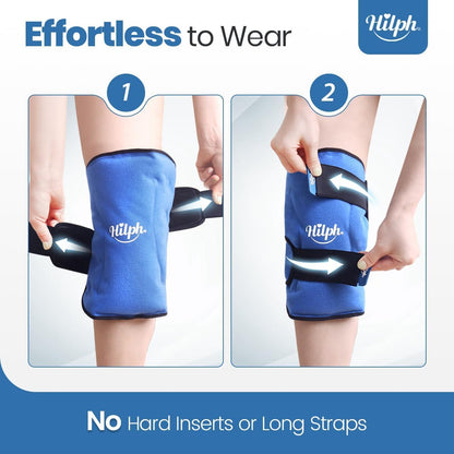 Hilph Ice Pack for Knee Pain Relief, Z-Shaped for Bendable & 360° Coverage | Easy Wear, Adjustable Cold & Compression Therapy Gel Ice Pack Wrap for Knee Replacement Surgery, Swelling, Meniscus Tear, ACL