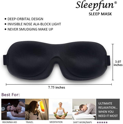 Sleep Mask SleepFun Invisible Alar Deep Orbit 3D Eye Mask Ultra Lightweight & Comfortable Sleeping Mask for Travel, Nap, Shift Works, Black & Blue
