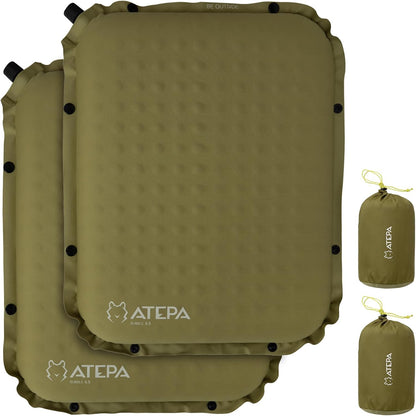 ATEPA Inflatable Seat Cushion | 2" & 2.5" foam core seat pad, Self inflating, Compact, Stadium, Airplane, Travel, Camping, Hiking, Sports events
