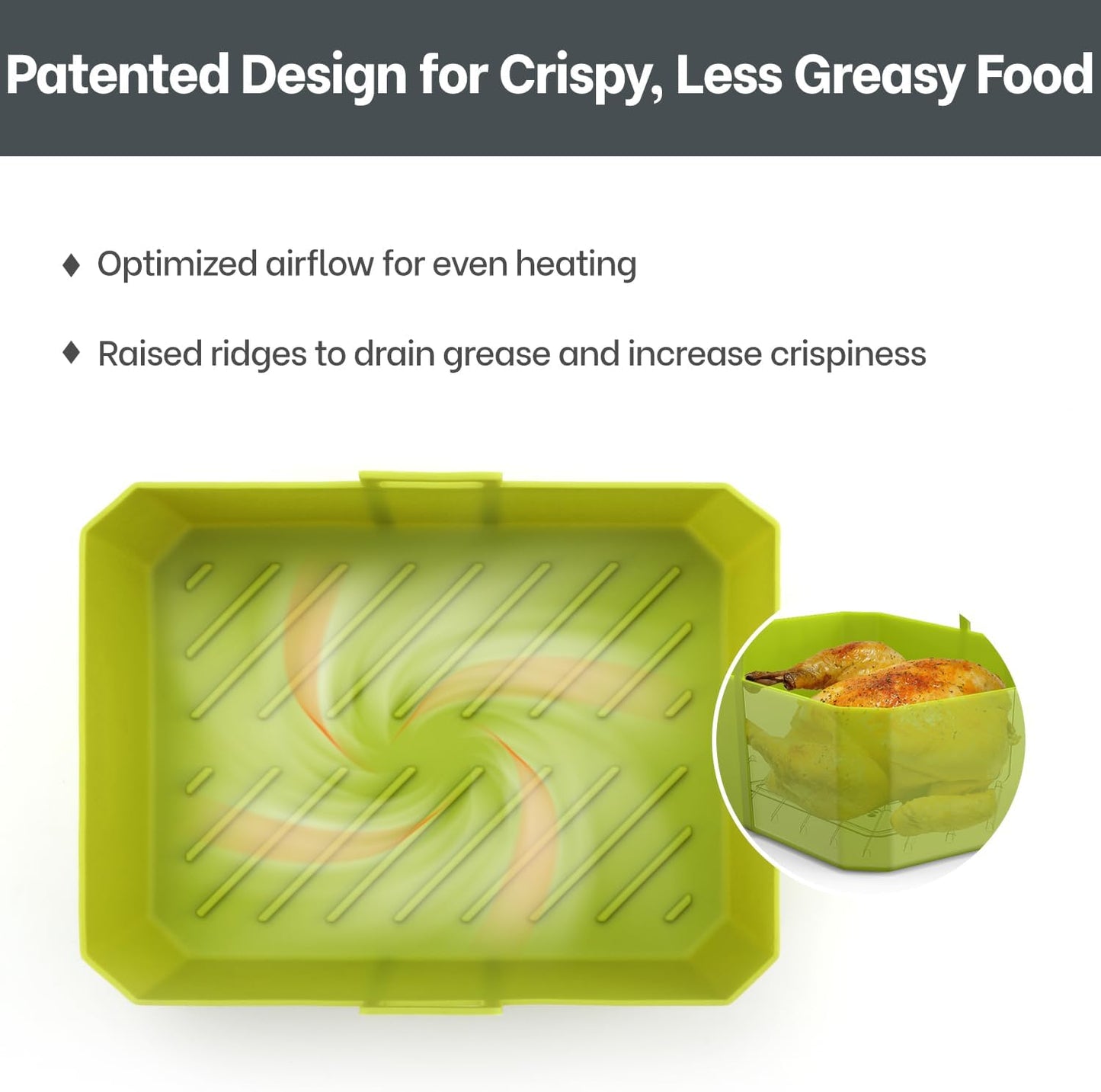 Air Fryer Silicone Liners 4QT For Ninja AF101, 2 Pack BPA Free Platinum Air Fryer Basket Liners with Handle, Round Reusable Liner Ninja Fryer Accessories, Upgrade