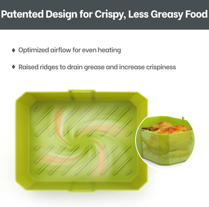 Air Fryer Silicone Liners 4QT For Ninja AF101, 2 Pack BPA Free Platinum Air Fryer Basket Liners with Handle, Round Reusable Liner Ninja Fryer Accessories, Upgrade