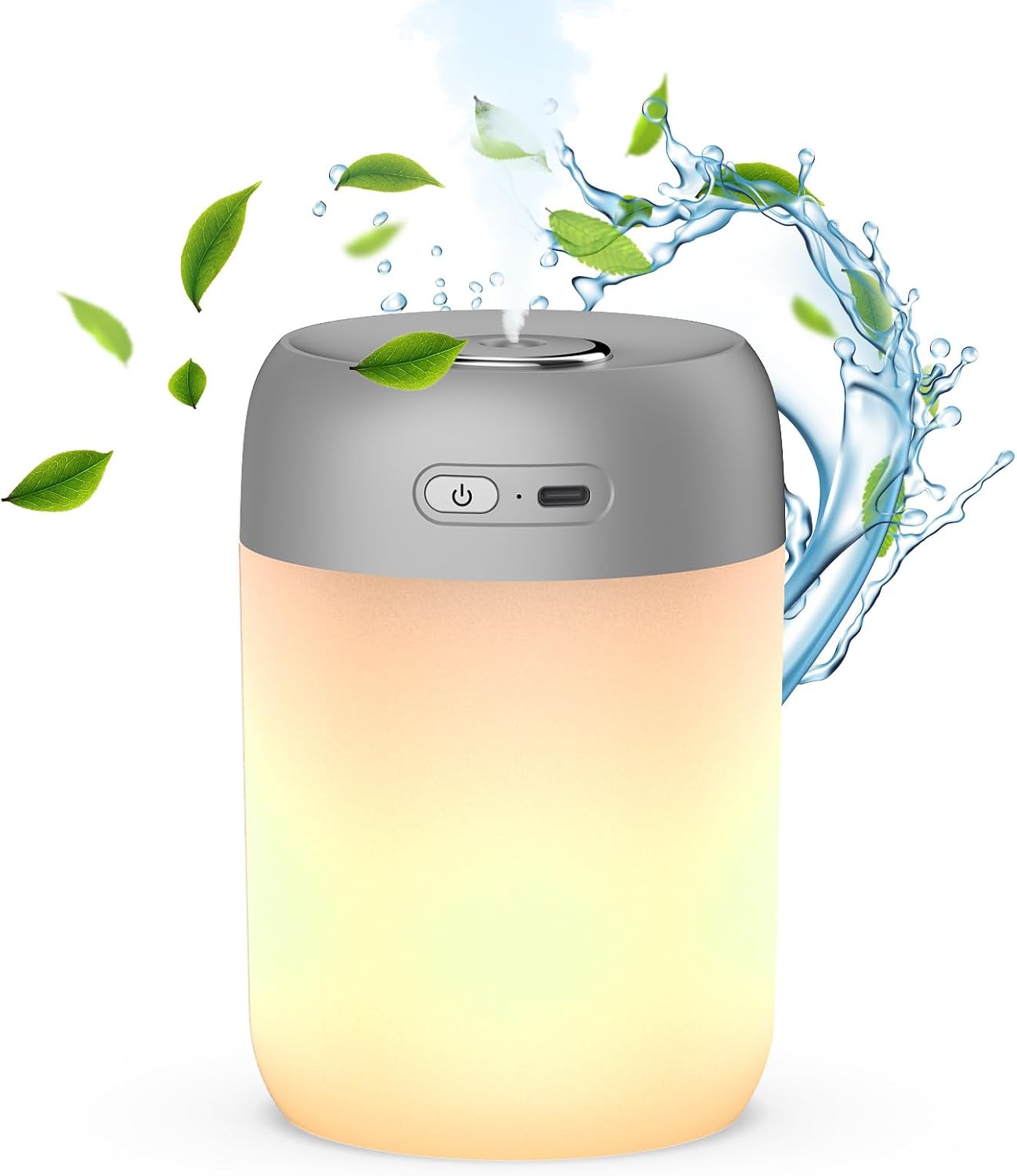 SZO Humidifier for Plants, 650ml Plant Humidifier Indoor, Gray | Small Plant Humidifier with Warm Light for Plants, Bedroom, Office Desktop, Baby Room