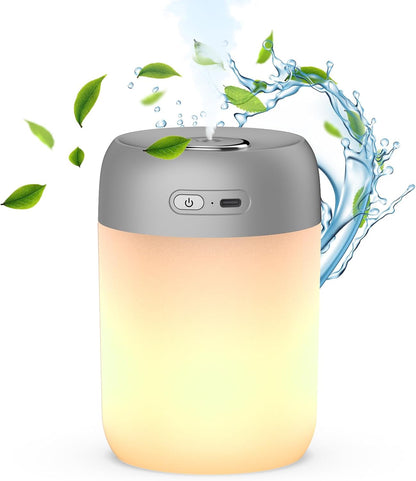 SZO Humidifier for Plants, 650ml Plant Humidifier Indoor, Gray | Small Plant Humidifier with Warm Light for Plants, Bedroom, Office Desktop, Baby Room