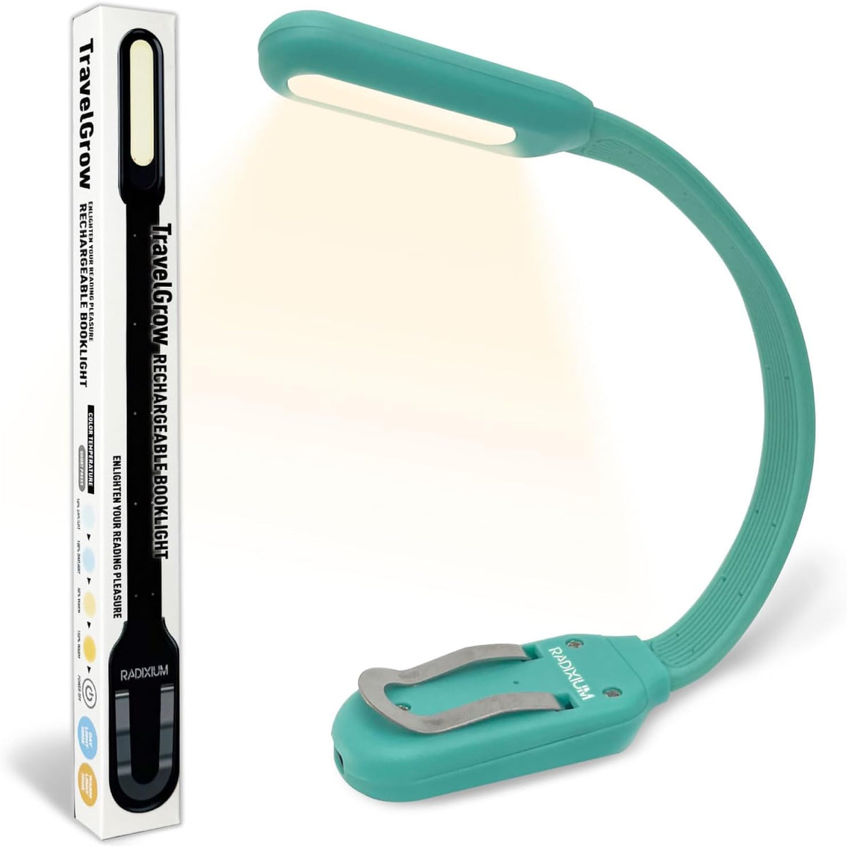 Rechargeable Book Light for Reading in Bed, 4 Color Temperatures Eye-Caring LED, Portable Clip On Reading Light with Magnetic Base, Hands-Free for Travel, Night Reading (Black)