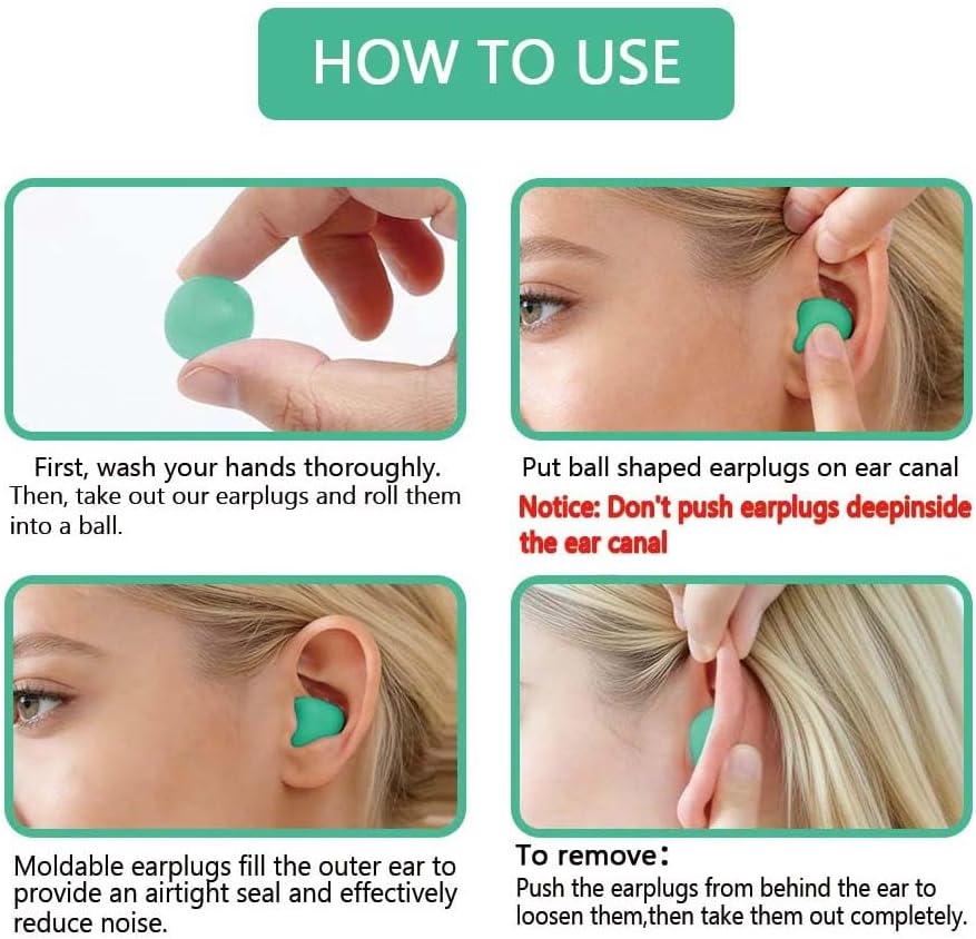 LYSIAN Moldable Silicone Ear Plugs for Sleep and Swim, 5 Pairs, Blue