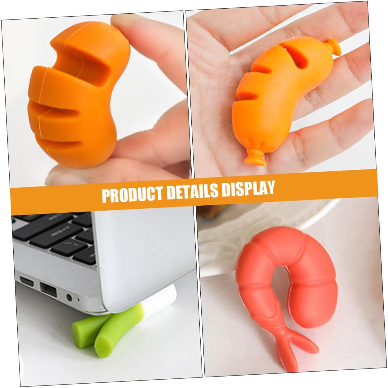 Garneck 3pcs Silicone Lid Lifter and Overflow Preventer Unique Kitchen Pot Edge Clip Multi-function Spill Stopper for Pots Sausage Shrimp and Onion Shapes Practical Cooking Tool