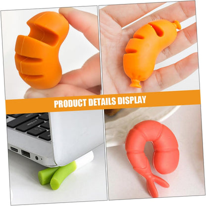 Garneck 3pcs Silicone Lid Lifter and Overflow Preventer Unique Kitchen Pot Edge Clip Multi-function Spill Stopper for Pots Sausage Shrimp and Onion Shapes Practical Cooking Tool