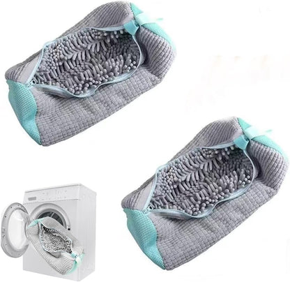 2Pcs Shoe Washing Machine Bag Laundry Shoe Bags for Washing Machine, Shoe Washing Bag Shoe Laundry Bag for Washer and Dryer Reusable Shoe Washing Bags (Grey)