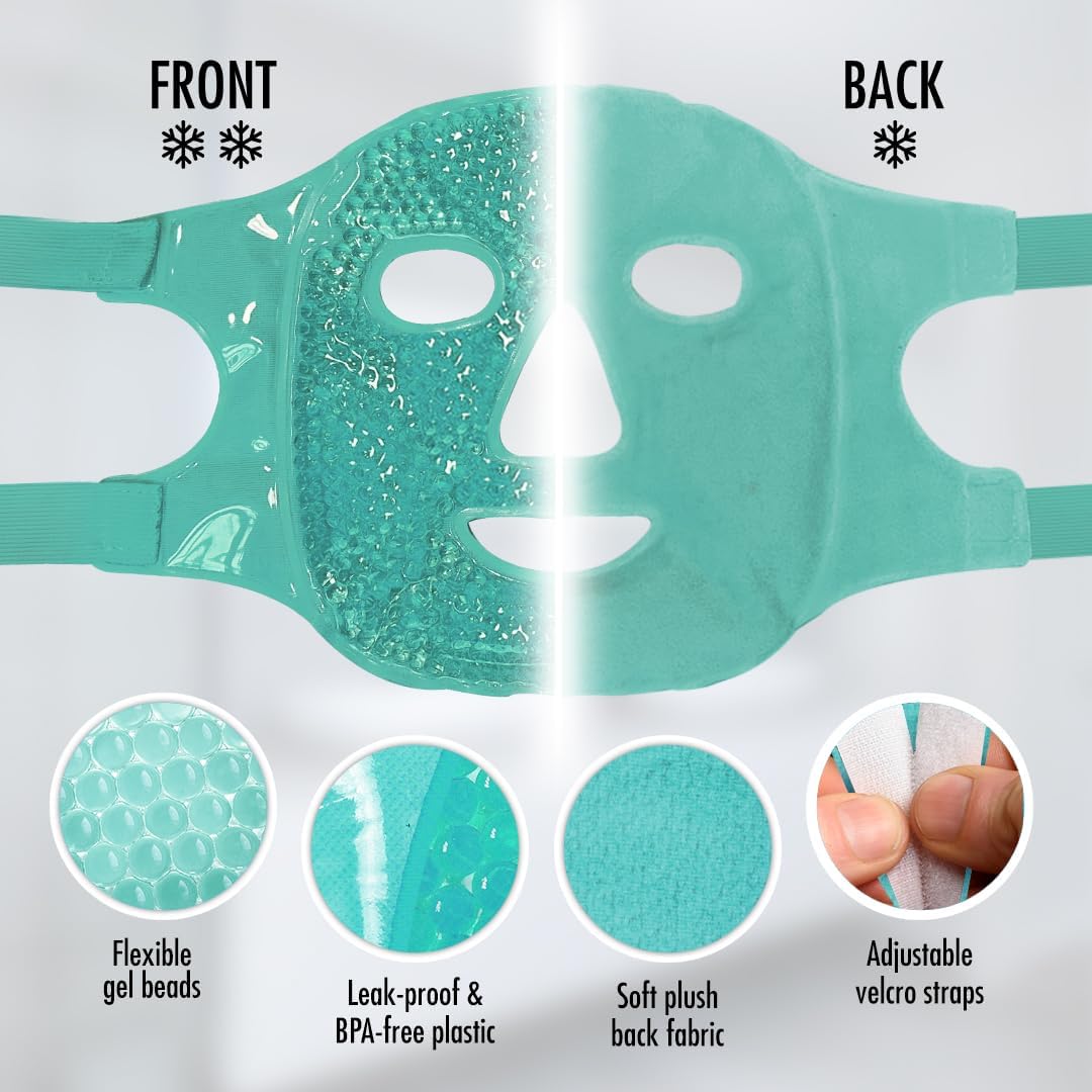 Perfect Remedy Face Ice Pack, Reusable Hot & Cold Ice Face Mask, Gel Compress for Helping with Puffy Eyes and aiding in Conditions of Swelling, Facial Spa Cooling Mask for Women and Men (Blue)