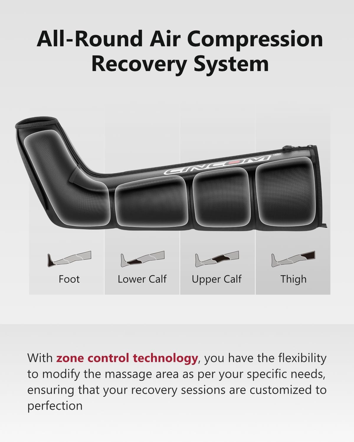 CINCOM Cordless Leg Recovery Compression System, Large | with Dynamic Compression Massage Technology - 3 Different Sizes for Everyone