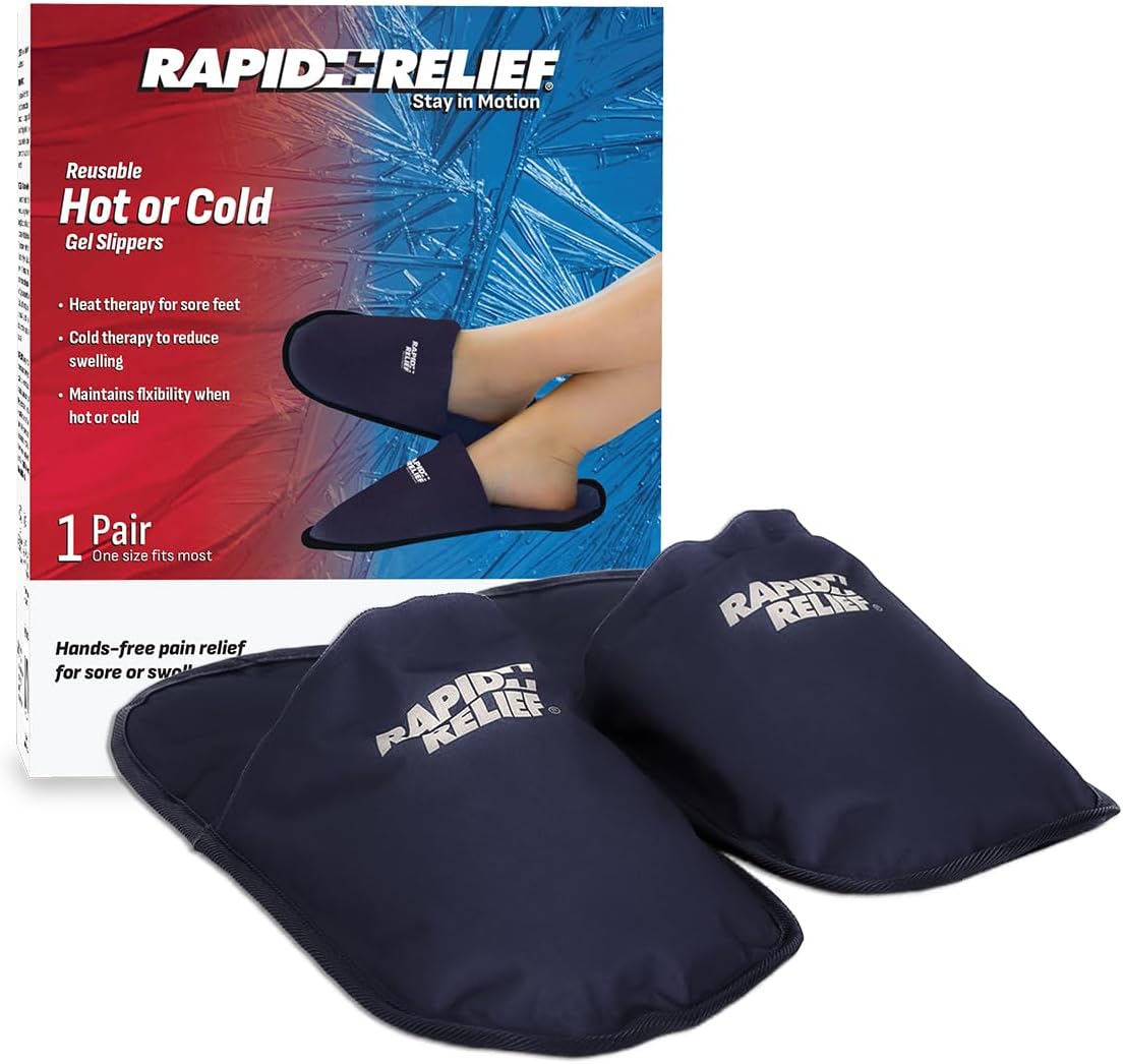 Rapid Relief Foot Ice Pack Slippers, 1 Pair for Feet & Toe Pain Relief