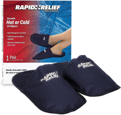 Rapid Relief Foot Ice Pack Slippers, 1 Pair for Feet & Toe Pain Relief