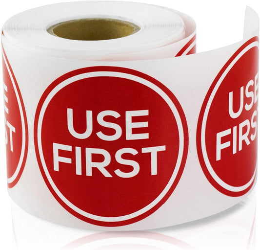 900 Use First Stickers - 2 inch, Circle Dot, Round Food Service Labels/Restaurant Inventory Control/Use First Labels Expiration Stickers, (Red)