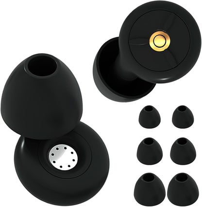 Ear Plugs for Noise Reduction, Lihobi 50dB Super Soft Reusable Silicone Earplugs for Sleeping Concerts Work Study - 6 Ear Tips in S, M, L with Case High Fidelity Hearing Protection
