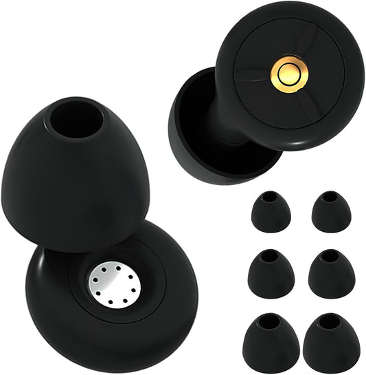 Ear Plugs for Noise Reduction, Lihobi 50dB Super Soft Reusable Silicone Earplugs for Sleeping Concerts Work Study - 6 Ear Tips in S, M, L with Case High Fidelity Hearing Protection