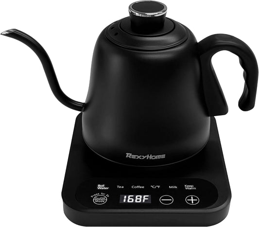 Gooseneck Electric Kettle Temperature Control: 316L Stainless Steel Inner | ±1℉ Precision, Pour Over Kettle for Coffee & Tea, 1000W Quick Heating, Auto Shut-Off & Boil-Dry Protection, 0.8L/27oz