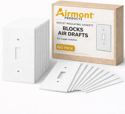 (30 Pack) Airmont Products Combination Pack Outlet Insulation Draft Sealers – Foam Gasket Insulation Pads for Duplex, Toggle & Rocker Switches, Electrical Wall Plates & Outlet Covers, Air Seal Stopper