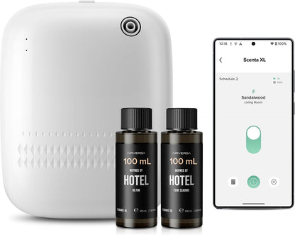 Airversa Waterless Essential Oil Diffuser for Home Large Room and Commercial Use, Up to 2000 sq ft, App Control Cold Air Diffuser, 400mL, DC-12V/1A Plug in Wall, Smart Scent Air Machine, ANW-White