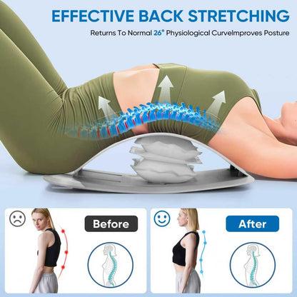 Back Stretcher for Lower Back Pain Relief, Lumbar Support Board | Adjustable air compression decompression device, ergonomic spine stretcher for home office, ABS & EVA material