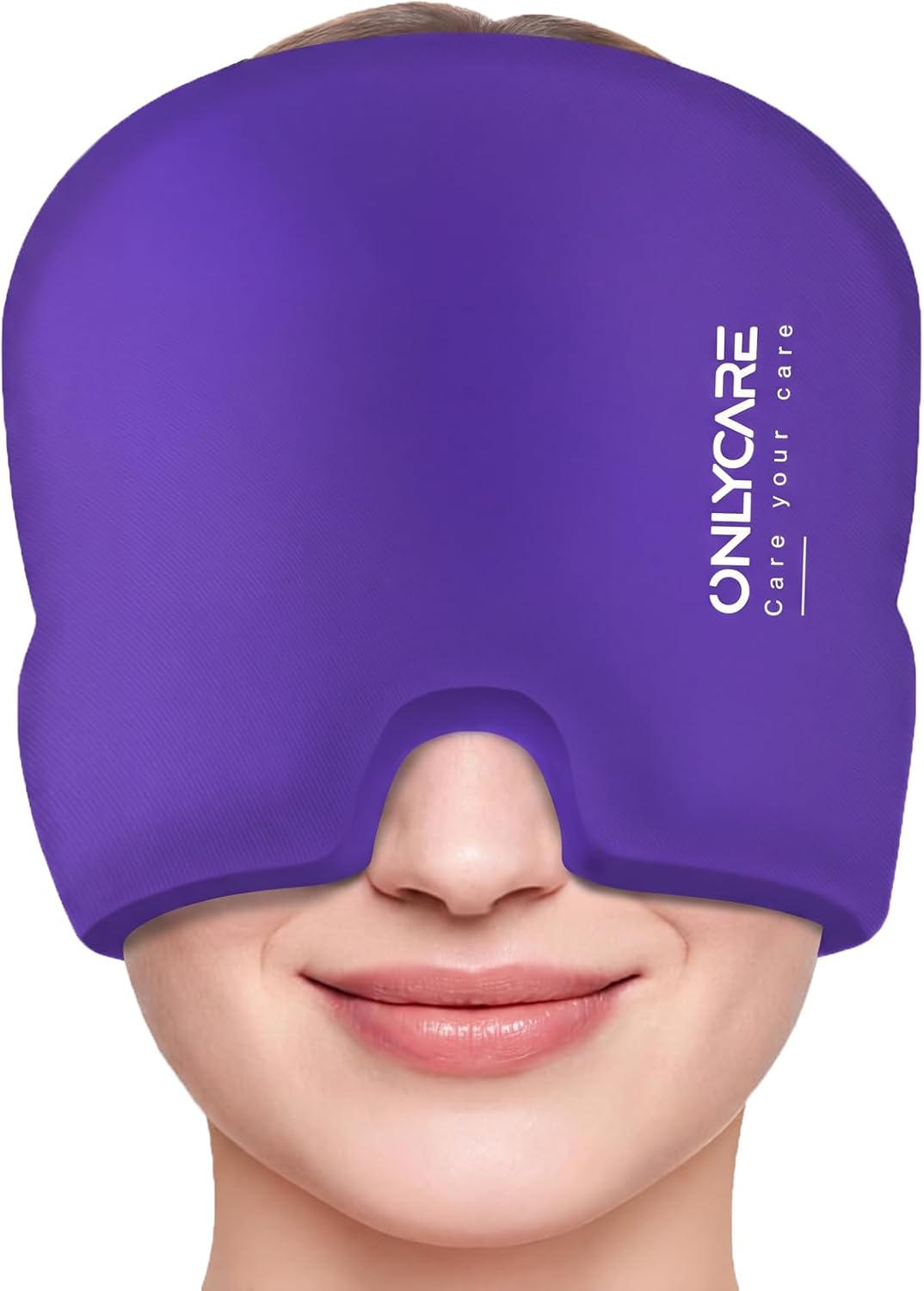 ONLYCARE Migraine Relief Cap, Headache Relief Cold Cap with Odorless Gel | Cooling Hat Head Wrap Soothing Face Ice Pack Mask Products for Tension Stress Hangover & Puffy Eyes, Relaxing Gifts for Women